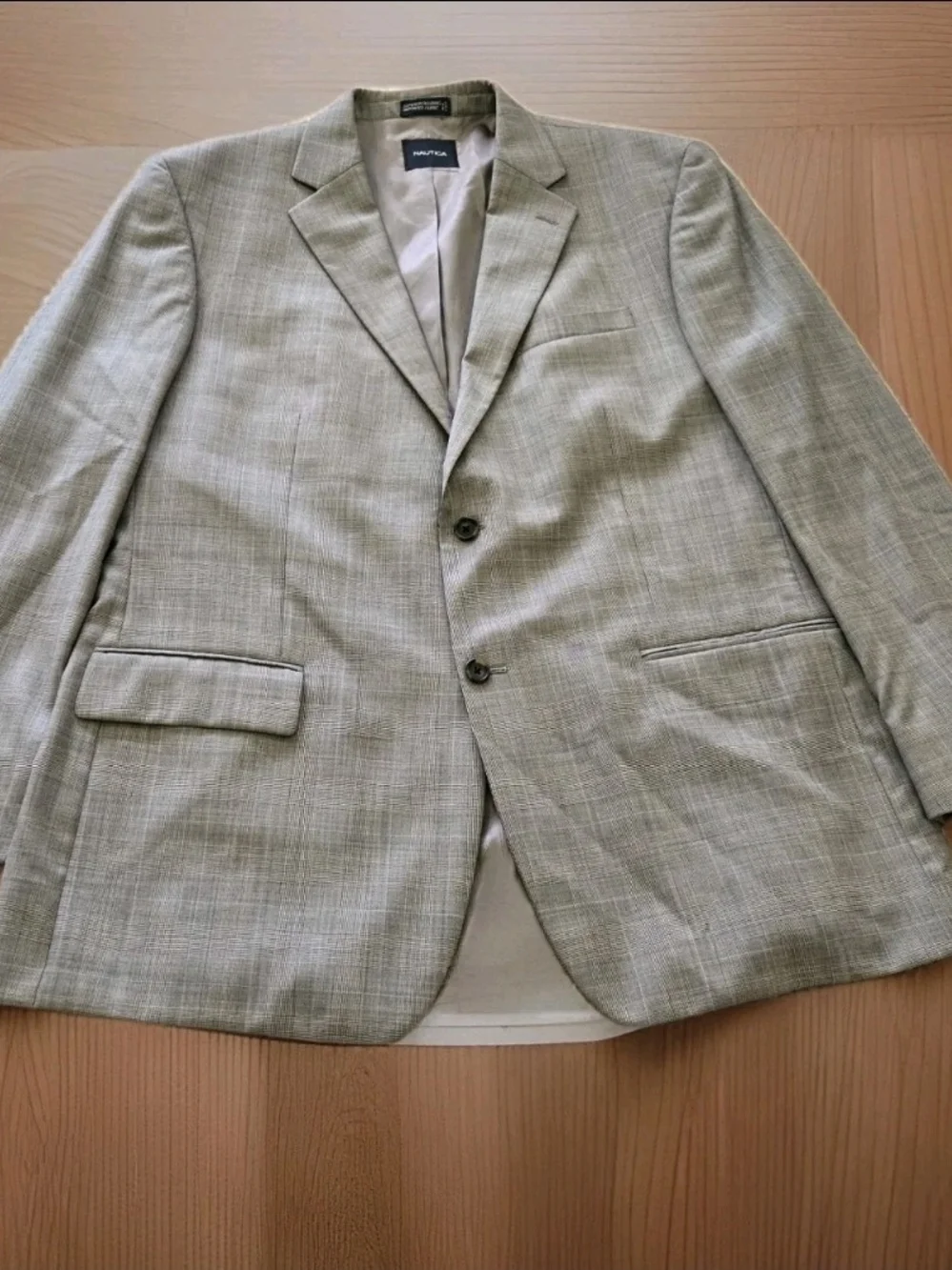 Nautica Gray 100% Wool Sport Coat Blazer Men's 46L Windowpane